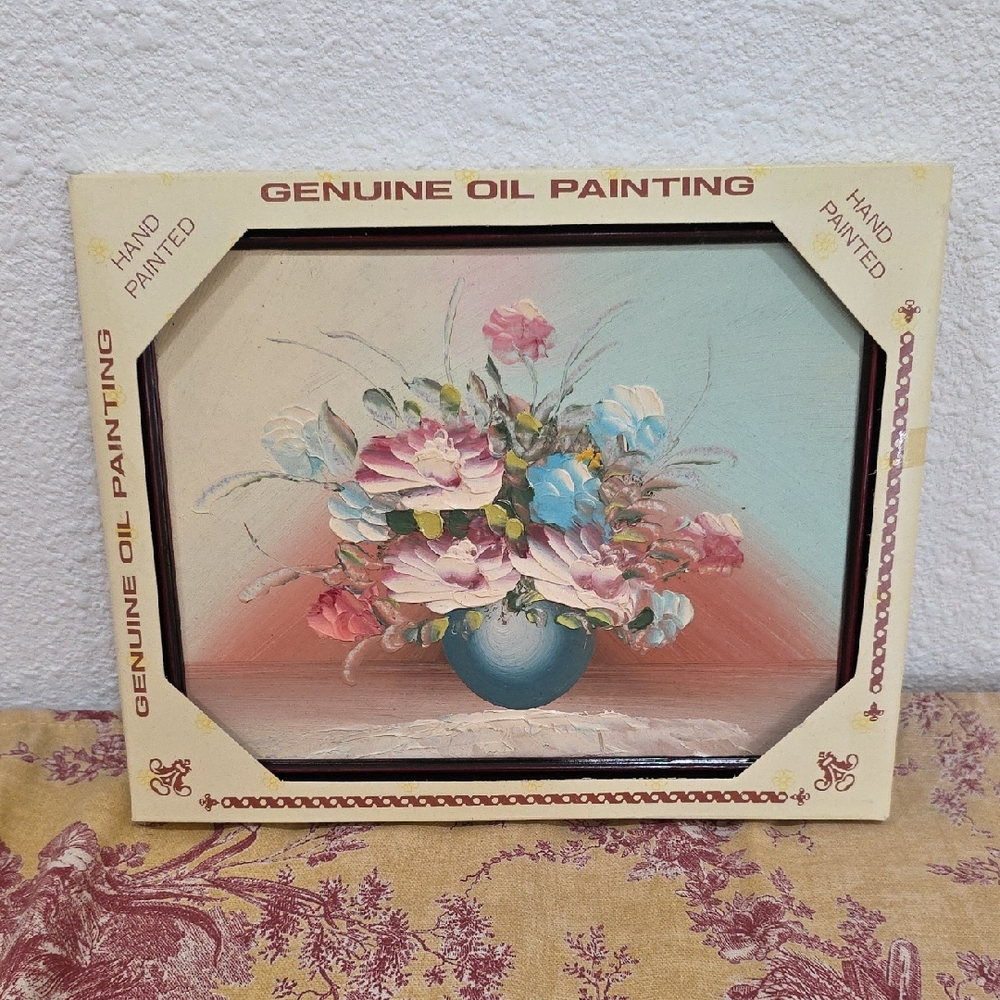Floral Oil Painting in Blue Vase